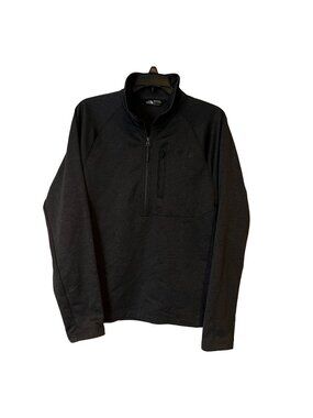 The North Face Tech Jacket Mens Small Black 1/4 Zip Pocket Long Sleeve Stretch